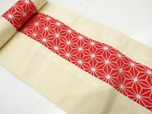 アンティーク　本場筑前博多　麻の葉模様織り出し　名古屋帯地反物